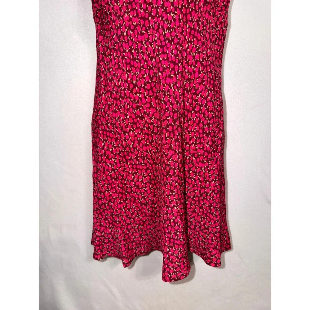 Wild Fable Red Ditsy Floral Lace Trim Mini Dress V-Neck Adjustable Straps Size M